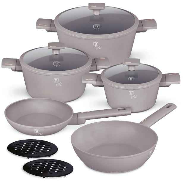 BERLINGERHAUS Sada nádobí s titanovým povrchem 10 ks Taupe Collection BH-8110