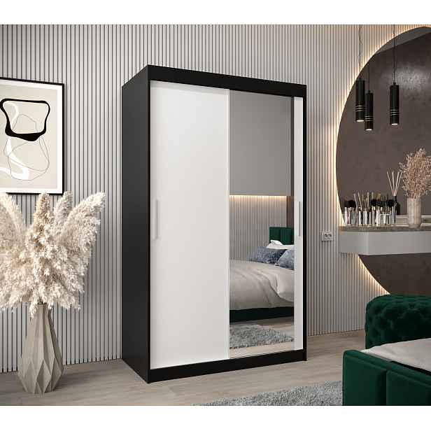 Šatní skříň Abi T2 Barva korpusu: Černá, Rozměry: 120 cm, Dveře: Bílá
