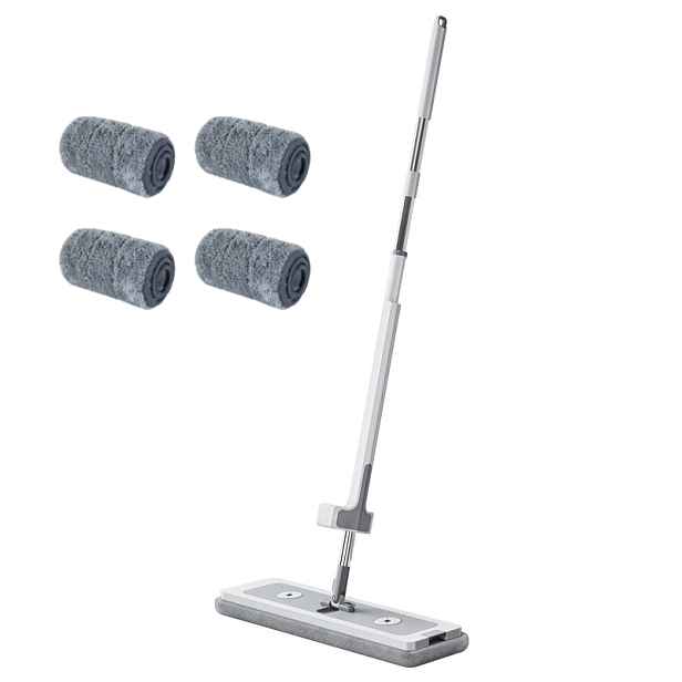 TEMU Skládací mop mikrovláknovými nástavci a sušicím systémem, 360° rotace, 137 x 45 x 11 cm