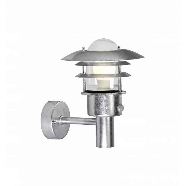 Venkovní nástěnná lampa Lonstrup sensor E27 60W stříbrná Nordlux