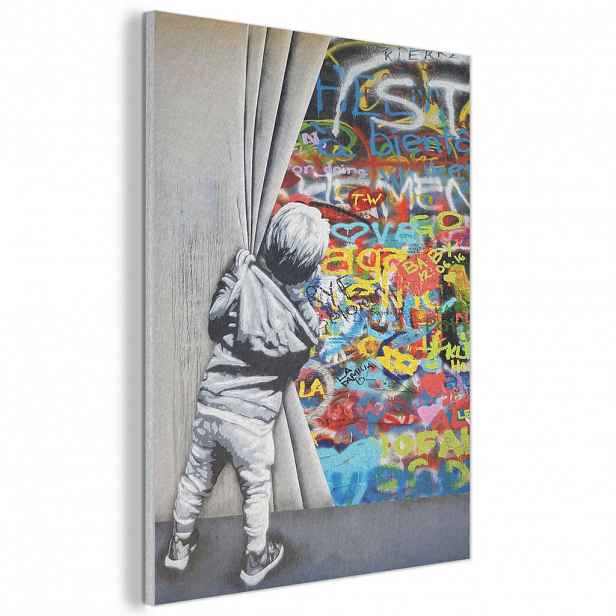 MuchoWow AKUSTICKÝ obraz Graffiti - Chlapec - Ilussie - Street art 70x100 cm