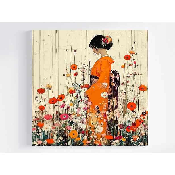 Obraz Na Plátně Canvas Žena Dívka Japonsko Kimono Květiny 50x50
