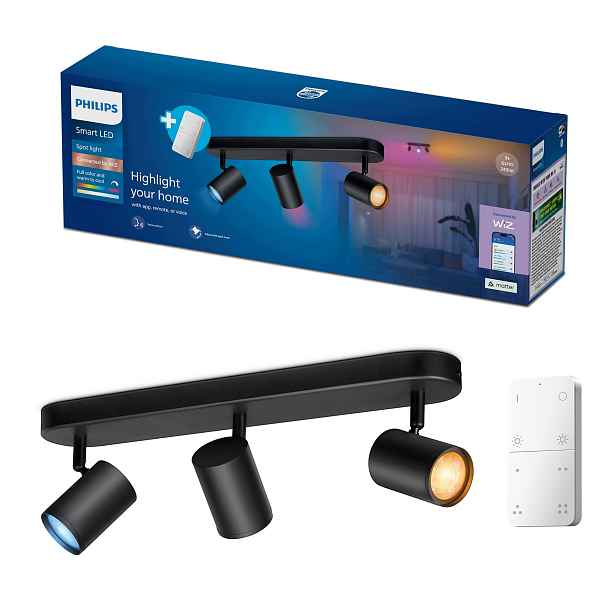 stropní svítidlo Led Spot 3x GU10 Rgb Philips Smart WiFi Aplikace WiZ Dálkový Ovladač