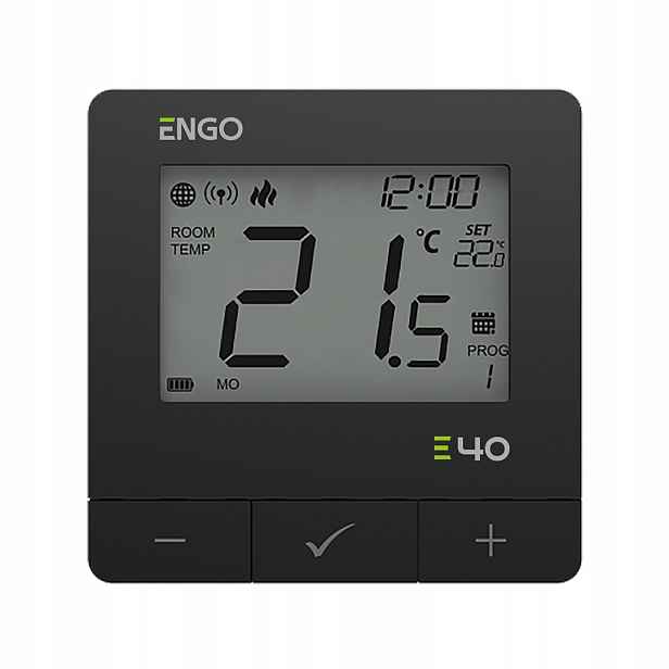 Engo Bateriový Internetový Regulátor Teploty, ZIGBEE/868 Mhz, Černý