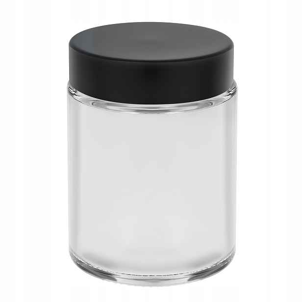 Sklenička na svíčky transparenty 150 ml s černým plastovým uzávěrem 105 ks
