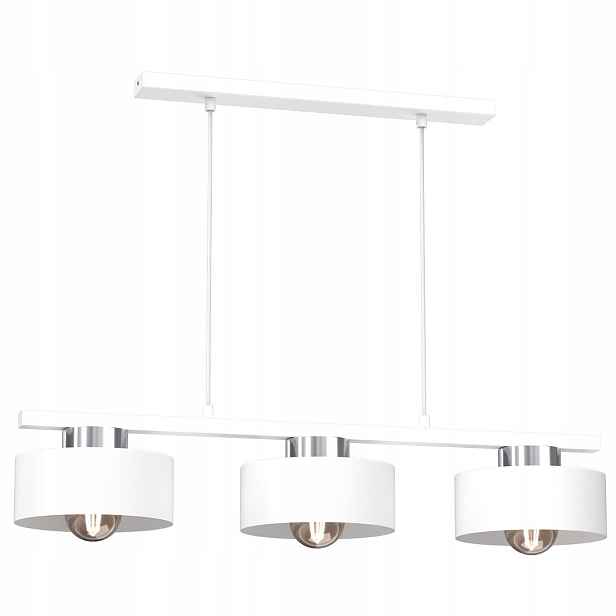 Závěsná lampa trojitá bílá chromovaná lišta 81 cm do jídelny nad stůl Luminex