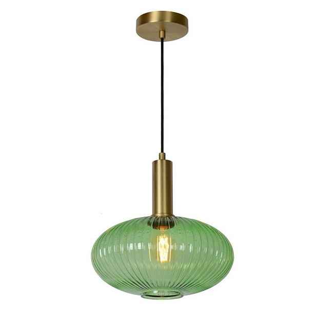 Závěsná lampa zlatá Maloto vintage nad jídelní stůl Lucide