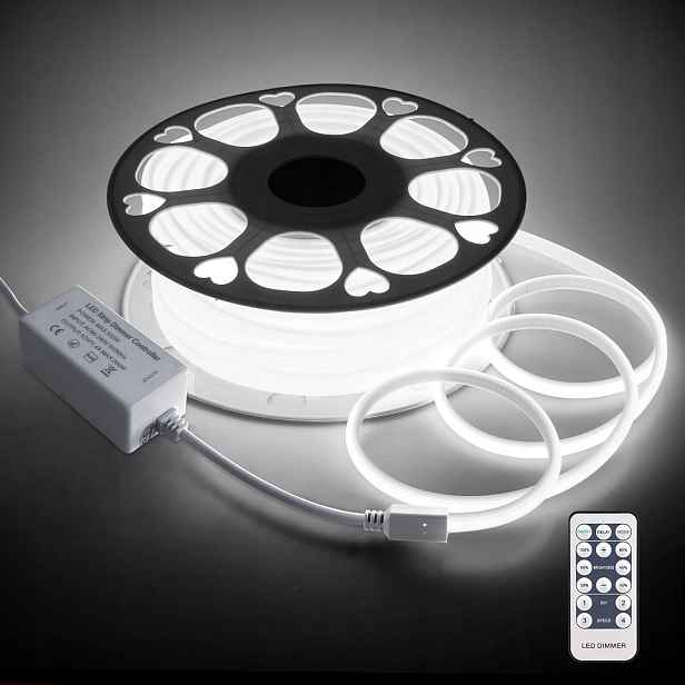 Led pásek Cob 30 m 6000K vodotěsný Led pásek 110 V, stmívatelný