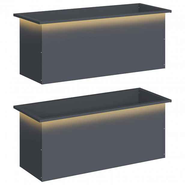 vidaXL Zahradní truhlík s LED osvětlením 2 ks Antracitová