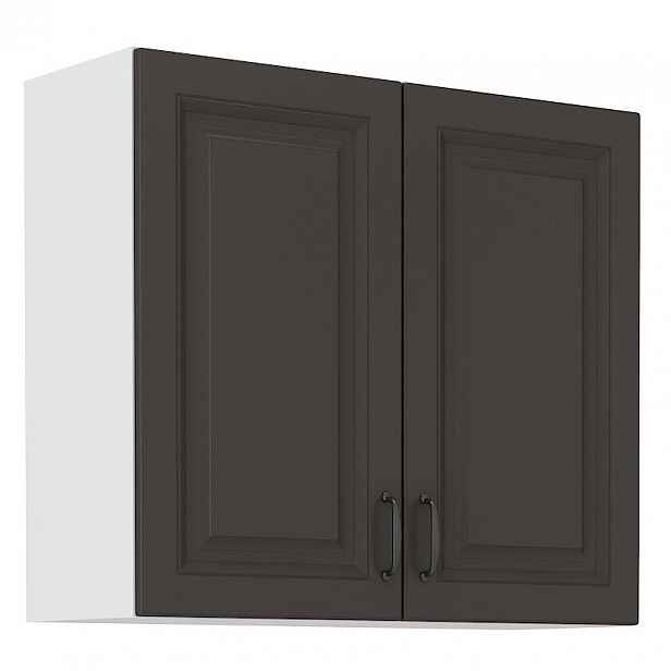 Horní kuchyňská skříňka SOPHIA - šířka 80 cm, tmavě šedá / bílá