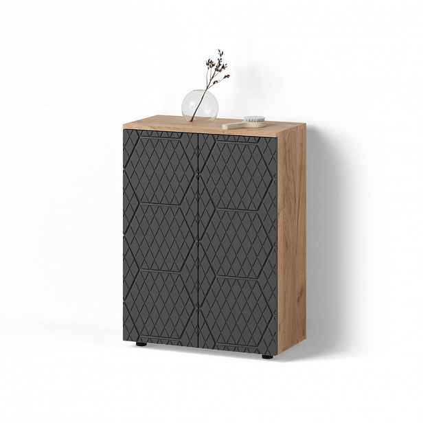Livinity® MIDI SKŘÍŇKA Ronco Antracit se strukturou včelí plástve 60 x 81 cm