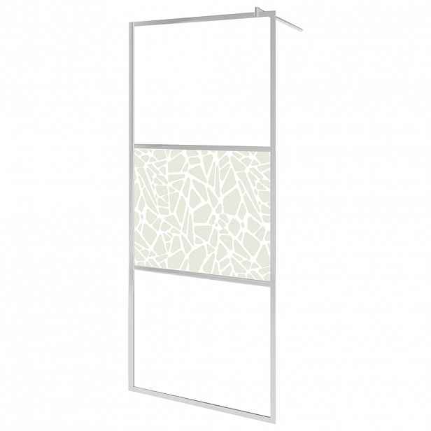 vidaXL Zástěna do průchozí sprchy ESG sklo design s kameny 115x195 cm