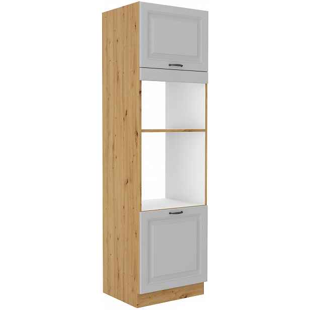 Vysoká skříňka pro vestavnou a mikrovlnou troubu Stilo 60 DPM-210 2F Barva korpusu: Dub artisan, Barva dvířek: Bílá