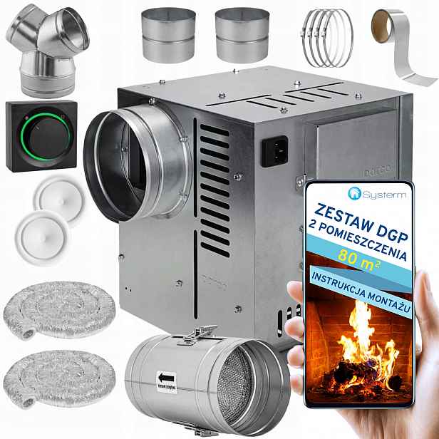Krbová Turbína Krbový ventilátor Set Dgp 2 místnosti 80 m2