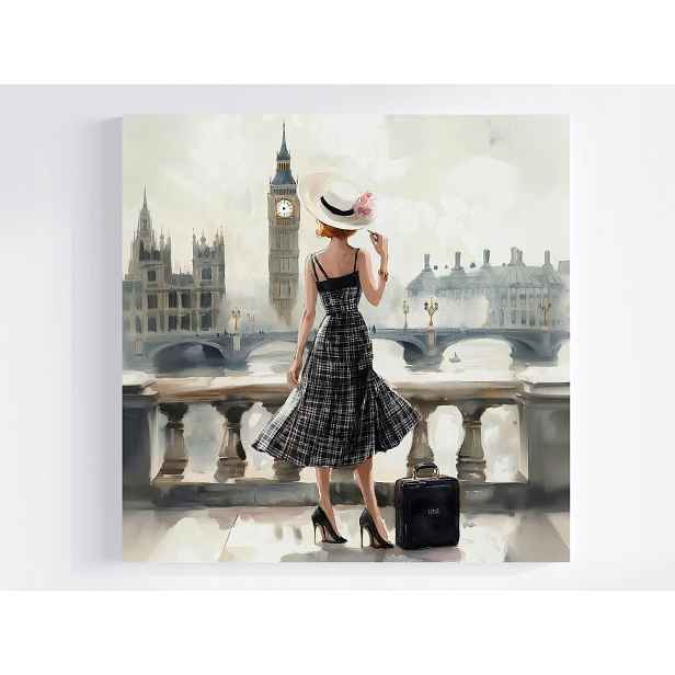 Obraz Na Plátně Canvas Žena Cestování Anglie Londýn Retro Vintage 50x50