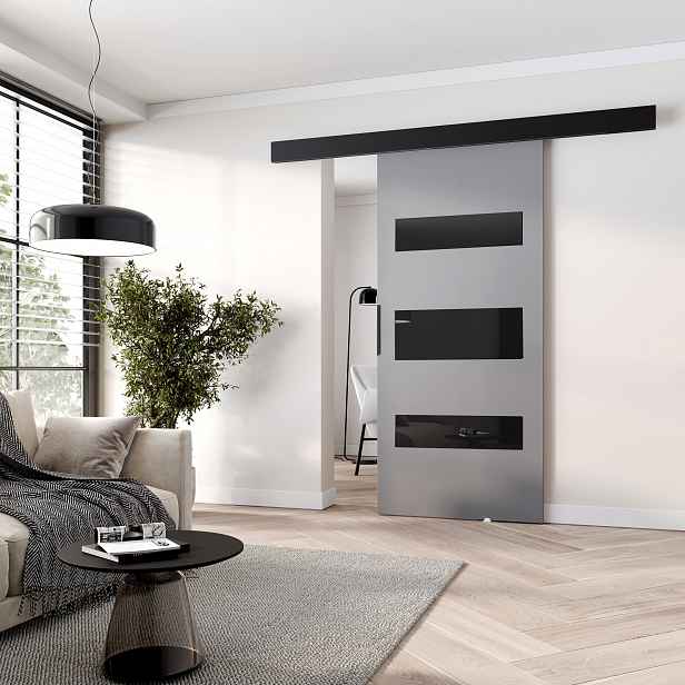 Posuvné interiérové dveře BARRET 14 - 96 cm, šedé / černé