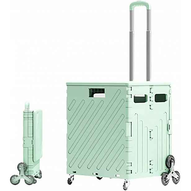 Skládací ruční vozík 75 l na schody, 8 kol, barva mátová