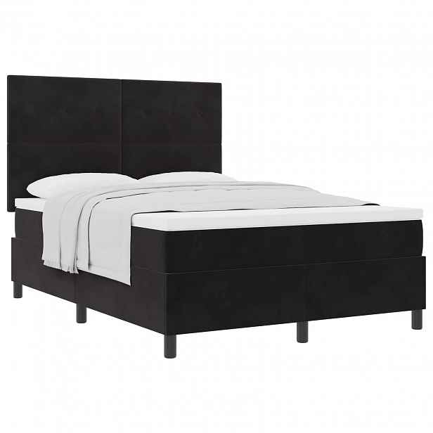 vidaXL Postel s boxspringem s čelo Černý 160 x 200 cm samet