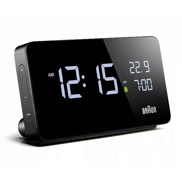 Černý Klasický Budík Braun BC20B Alarm Auto-podsvícení 2 x Usb-c
