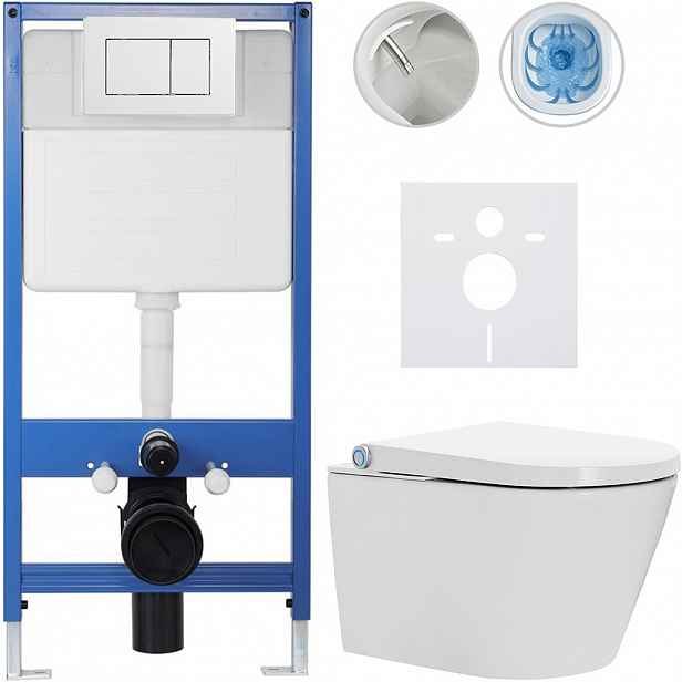 Kompletní WC set Profi/Cronus Standard - bílá lesklá - WC tlačítko Classic/Bílá - předstěnová instalace - 59,3x38,4 cm