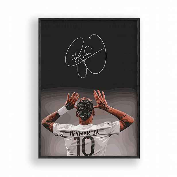 Obraz Neymar Jr Číslo 10 Plakát Rámeček Dřevěný Černý 30x42 cm