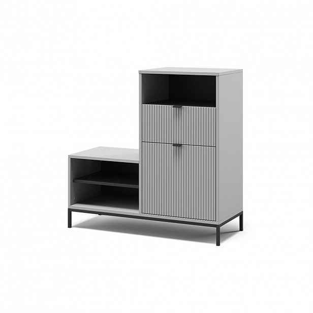 Vicco BOTNÍK S LAVICÍ Eliza Šedá 100 x 98.5 cm s dvířky a zásuvkou