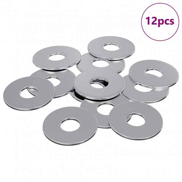 vidaXL Podložky 12 ks Stříbrná 18 x 18 x 1,2 mm Železo