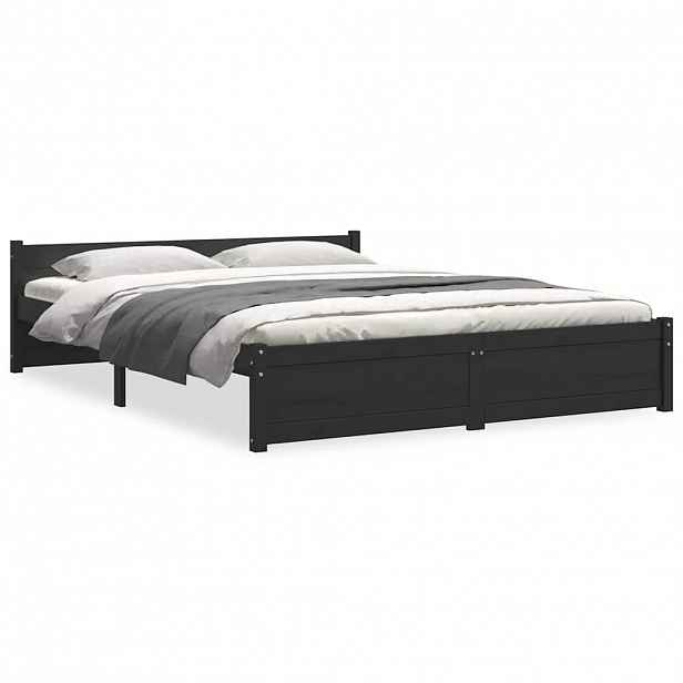 vidaXL Rám postele černý masivní dřevo 150 x 200 cm King Size