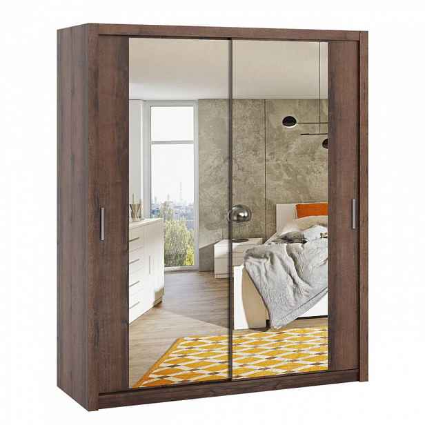 Šatní skříň 180 cm se zrcadlem CORTLAND 3 - dub monastery