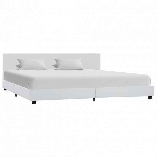 vidaXL Rám postele bílý umělá kůže 180 x 200 cm