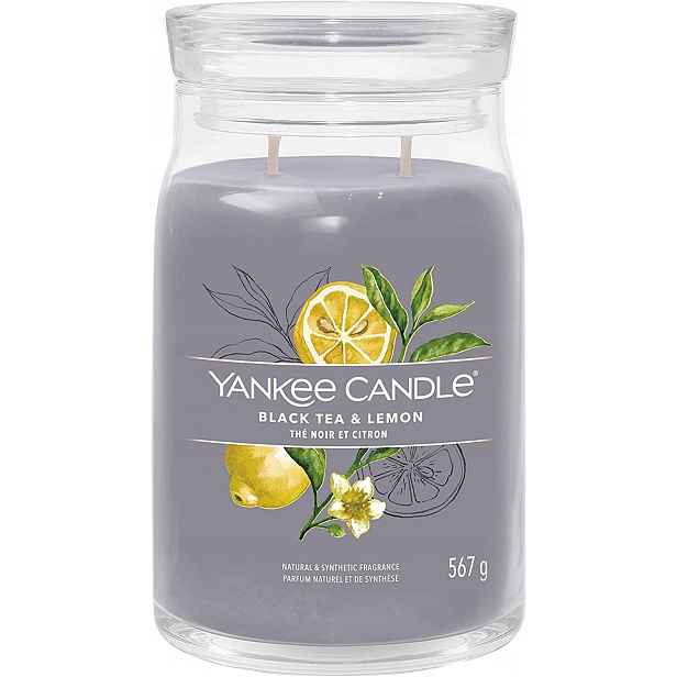 Yankee Candle vonná svíčka Signature ve skle velká Black Tea & Lemon 567g