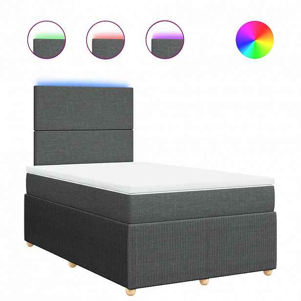 vidaXL Box spring postel s matrací tmavě šedá 120x200 cm textil