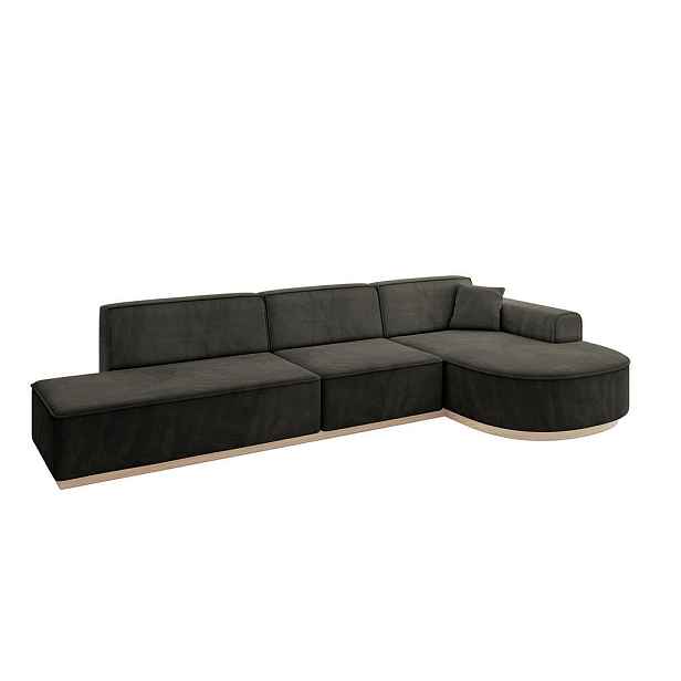 ALTDECOR ROHOVÁ SEDAČKA s otomanem, pravá ARRIO-L2 328x171x83 Černá Velur