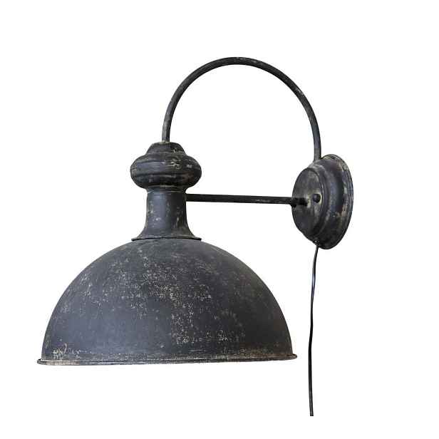 Černá antik nástěnná lampa s patinou Factory Lamp - 34*44*42 cm/E27/ 60W Chic Antique