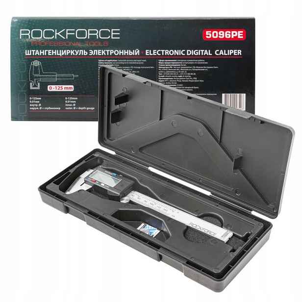Elektronické digitální posuvné měřítko s kovovým displejem 0-125 mm Rockforce