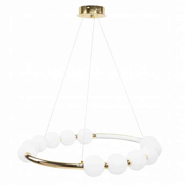 Led lampa elegantní bílé koule moderní zlatá závěsná velká do obývacího pokoje 62 cm