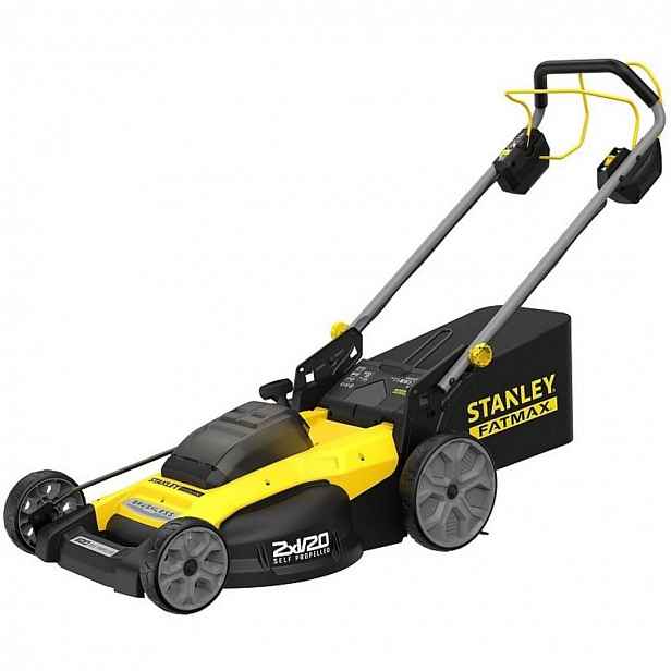 Stanley - 18V AKU sekačka na trávu, záběr 50 cm, s pojezdem, 2x aku 4,0 Ah Li-Ion, nabíječka SFMCMWS251M-QW