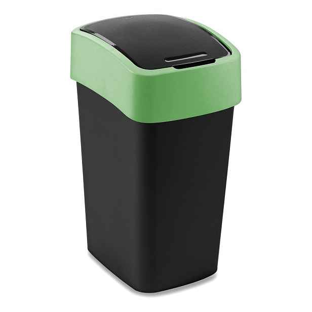 Zelený/černý plastový odpadkový koš na tříděný odpad 25 l Flip Bin – Curver