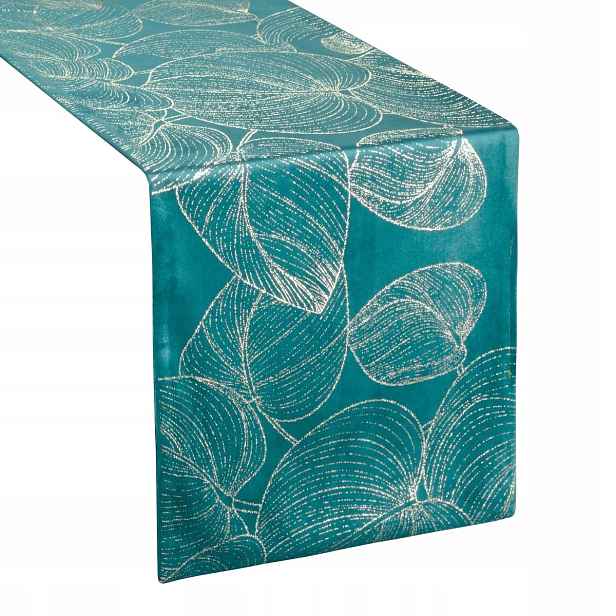 Běhoun Na Stůl 35x220 Tyrkysový Velvetový List