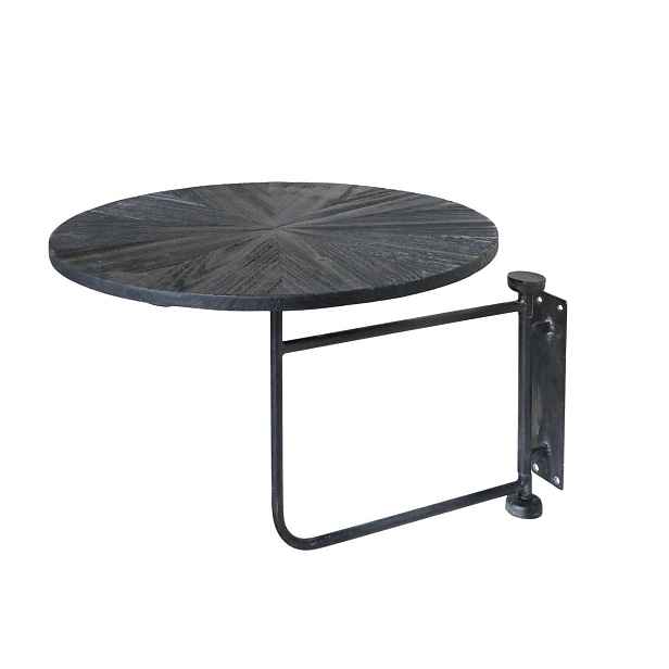 Černý antik dřevěný kulatý nástěnný stůl Tin Wall Table - 35*45 cm Chic Antique