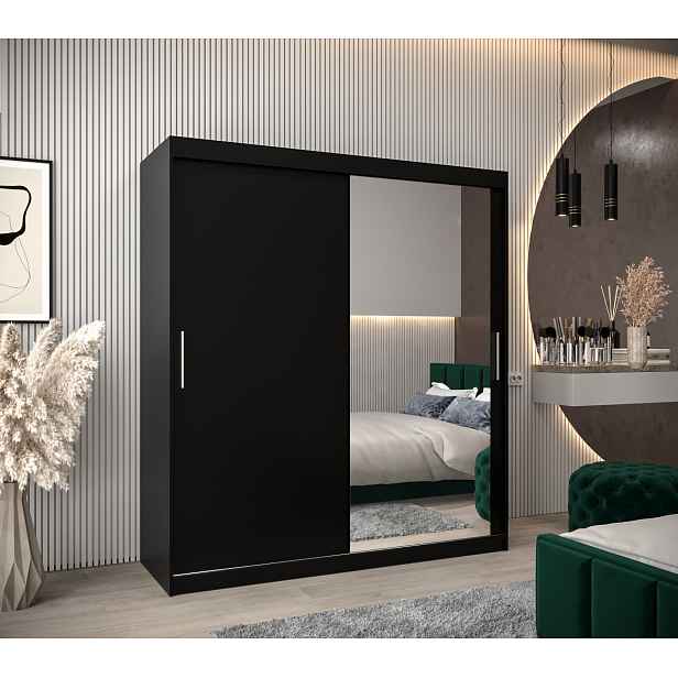 Šatní skříň Abi T2 Barva korpusu: Černá, Rozměry: 180 cm, Dveře: Černá