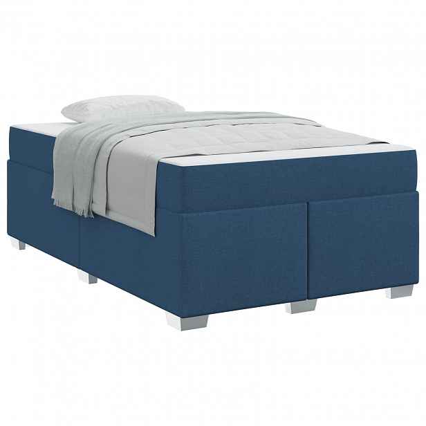 vidaXL Rám postele s matrací Modrá 120 x 190 cm textil