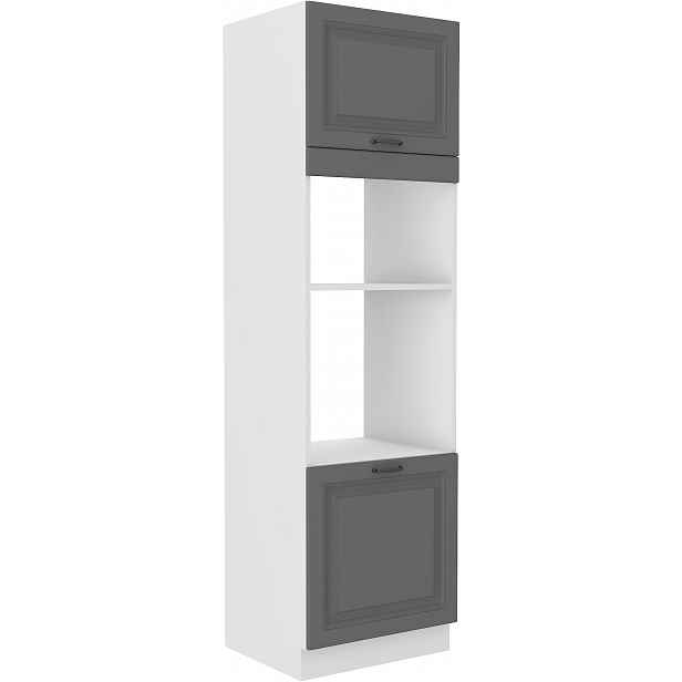 Vysoká skříňka pro vestavnou a mikrovlnou troubu Stilo 60 DPM-210 2F Barva korpusu: Bílá, Barva dvířek: Dust Grey