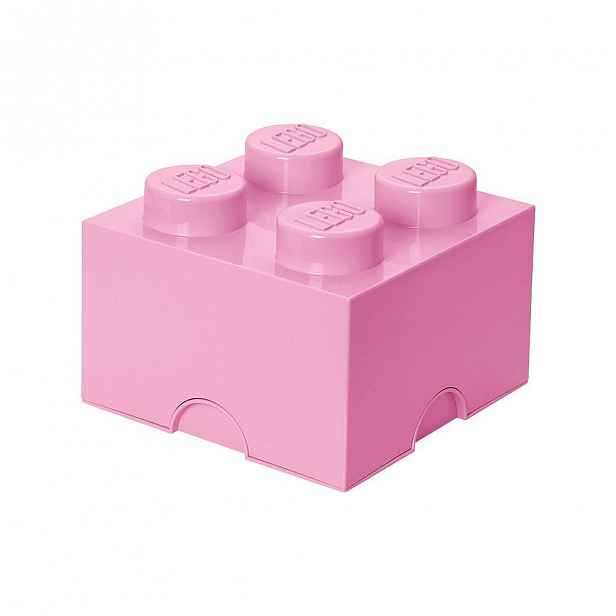 Světle růžový úložný box čtverec LEGO®