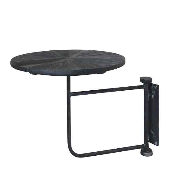 Černý antik dřevěný kulatý nástěnný stůl Tin Wall Table - 30*40 cm Chic Antique