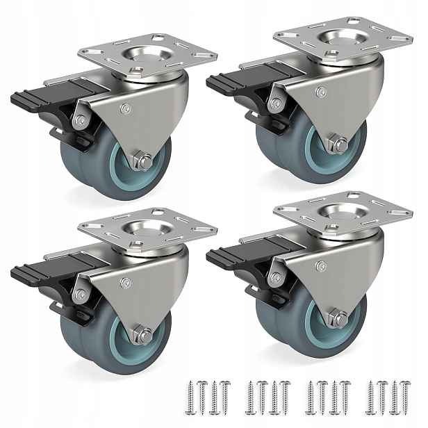 Kovový Kastor H 7,5 CM S Brzdou 400 Kg Stříbrný Nábytek/vozíky