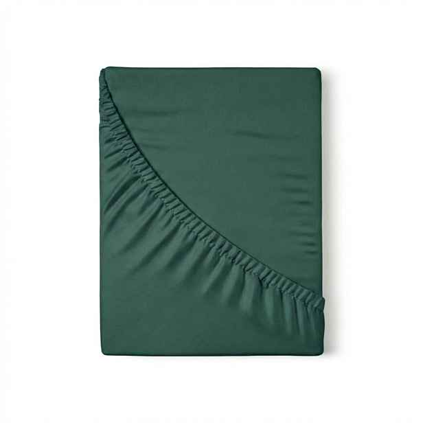 Saténové prostěradlo LUXURY COLLECTION 90x200+25 Tmavě zelené