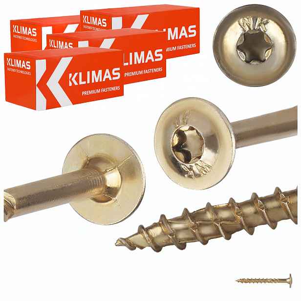 Tesařské vruty Torx 8x80 mm 200 ks talířové na dřevo Klimas Wkcp