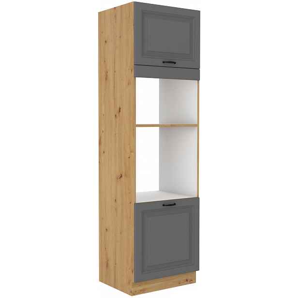Vysoká skříňka pro vestavnou a mikrovlnou troubu Stilo 60 DPM-210 2F Barva korpusu: Dub artisan, Barva dvířek: Dust Grey