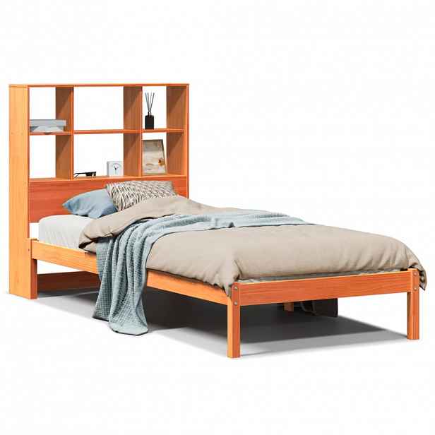 vidaXL Postel s knihovnou bez matrace hnědá 75x190 cm masivní borovice
